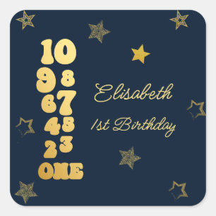 New Years Eve Countdown First Birthday Square Sticker