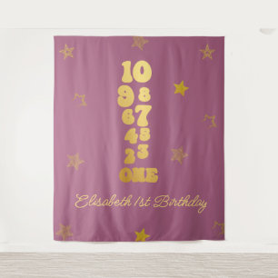 New Years Eve Countdown First Birthday Tapestry
