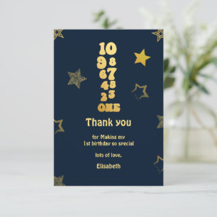 New Years Eve Countdown First Birthday  Thank You Card
