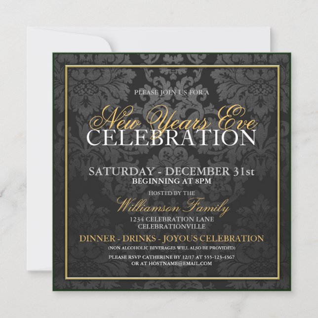 New Years Eve Dinner Party Invitation (Front)