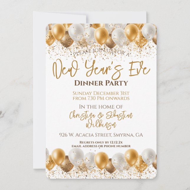 New Years Eve Dinner Party Invitation (Front)