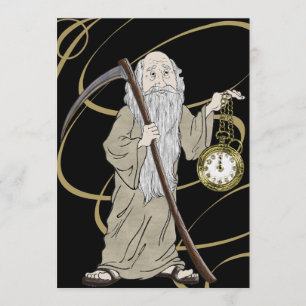 New Years Eve Father Time and His Clock Invitation