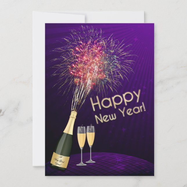 New Year's Eve Fireworks Let's Party Invitation 4 (Front)