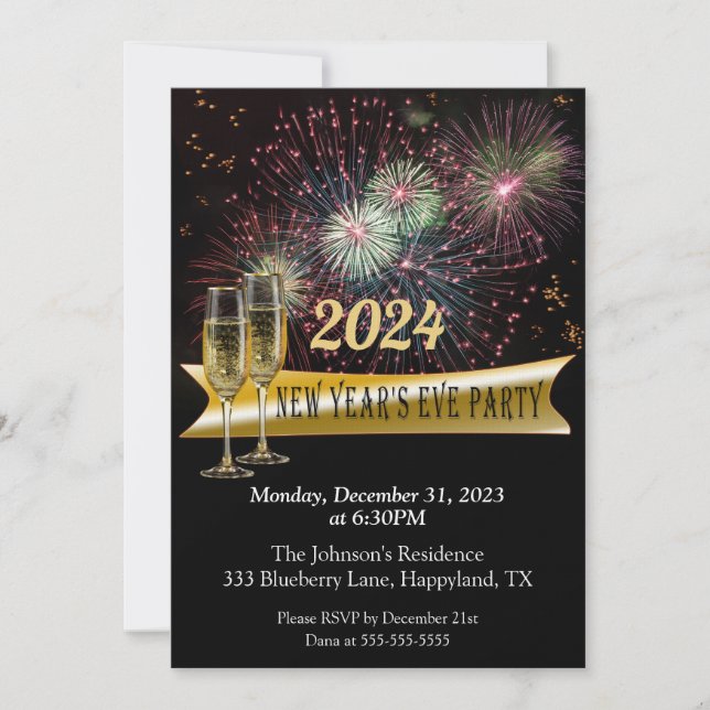 New Year's Eve Fireworks Party Invitation (Front)