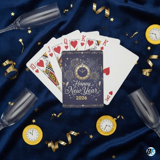 New Year's Eve Gold Clock & Fireworks Custom Playing Cards (Creator Uploaded)