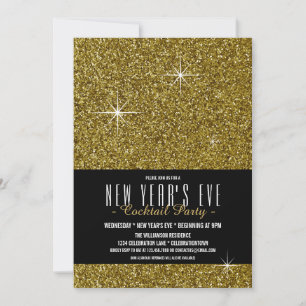 New Year's Eve Gold Glitter Party Invitation