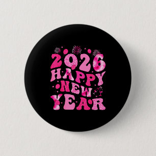 New Year's Eve Hello 2026 Groovy Family Matching C 2 Inch Round Button