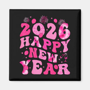 New Year's Eve Hello 2026 Groovy Family Matching C Magnet