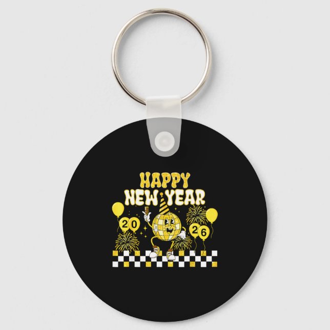 New Year's Eve Hello 2026 Happy New Year 2026 Disc Keychain (Front)