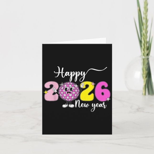 New Years Eve Hello 2026 Happy New Year 2026 Disco Card (Front)