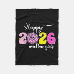 New Years Eve Hello 2026 Happy New Year 2026 Disco Fleece Blanket