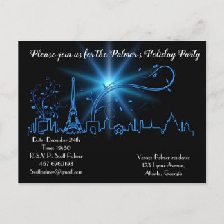 New Year's eve in Paris Invitation Postcard