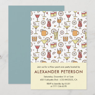 New year's eve invitation Cocktail Pattern 
