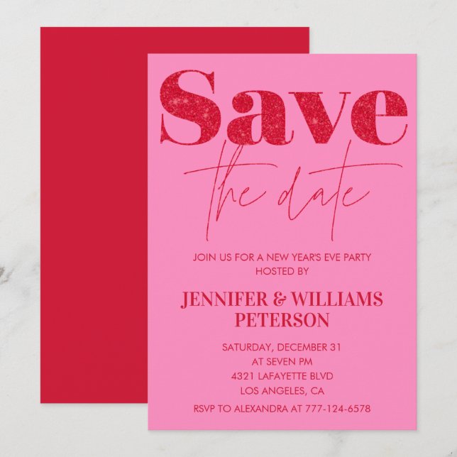 New year's eve invitation Save the date (Front/Back)