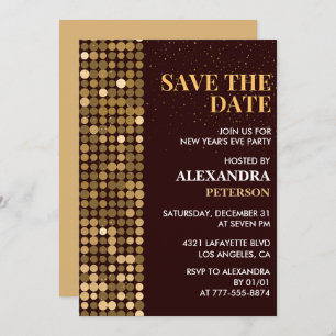 New year's eve invitation Save the date Gold