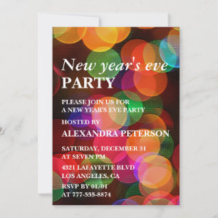 New year's eve invite Colourful Confetti Sparkle