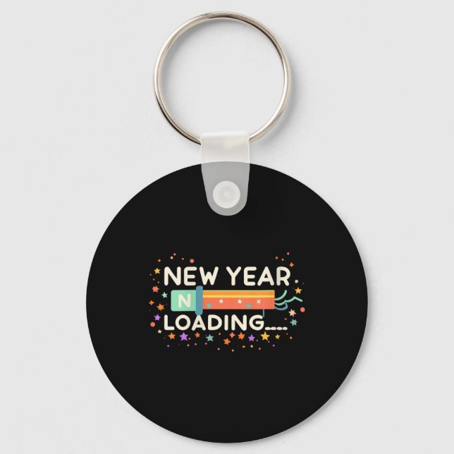New Years Eve Loading Winter Holiday Greeting Fest Keychain (Front)