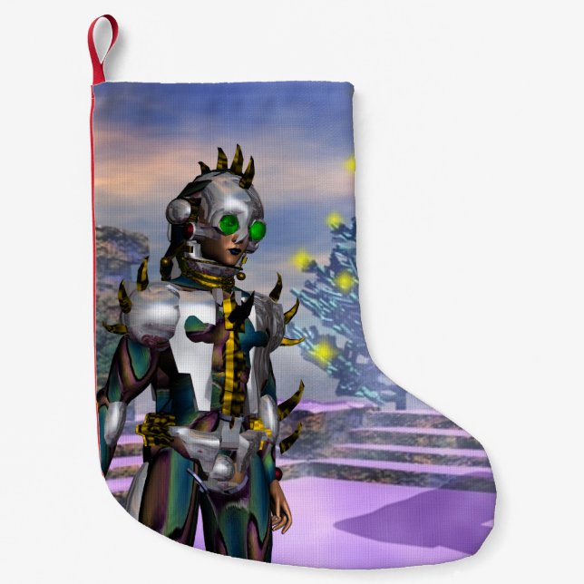 NEW YEAR'S EVE OF A CYBORG SMALL CHRISTMAS STOCKING (Front)