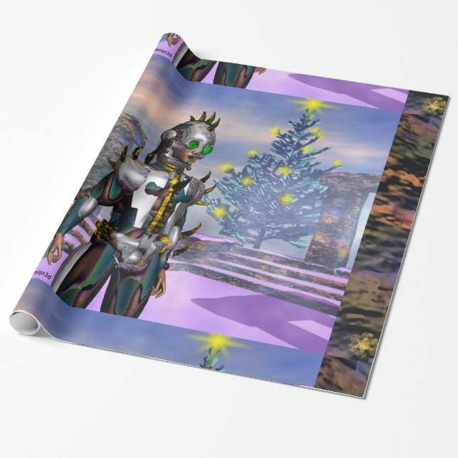 NEW YEAR'S EVE OF A CYBORG WRAPPING PAPER (Unrolled)