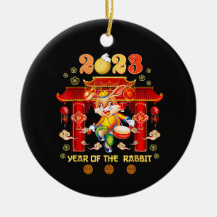 New Year's Eve Of The Rabbit Chinese Happy Ceramic Ornament