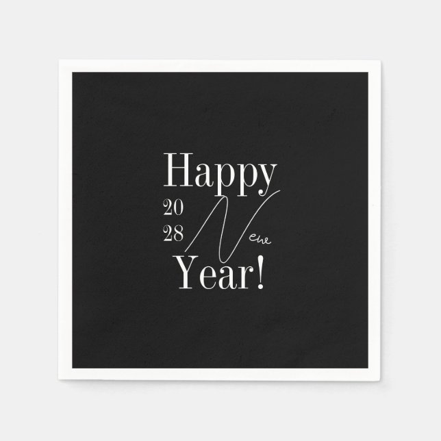 New Year's Eve Party Black and White Napkin (Front)