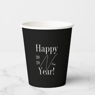 New Year's Eve Party Black and White Paper Cups