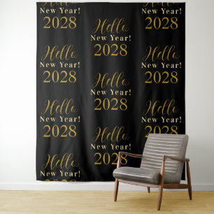 New Year's Eve Party Black Gold Chic Backdrop Tapestry