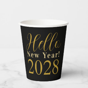 New Year's Eve Party Black Gold Party Paper Cups