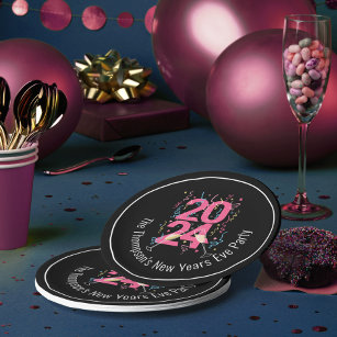 New Years Eve Party champagne streamers 2024 Paper Plate