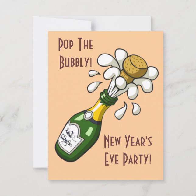 New Years Eve Party Champangne Invitations (Front)