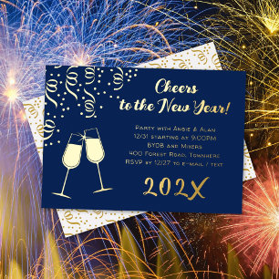 New Years Eve Party Clink Confetti Gold
