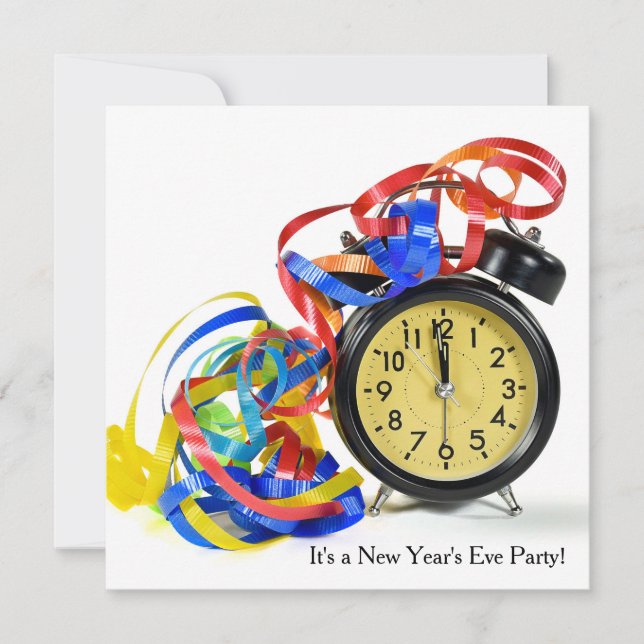 New Years Eve Party Clock Invitation (Front)