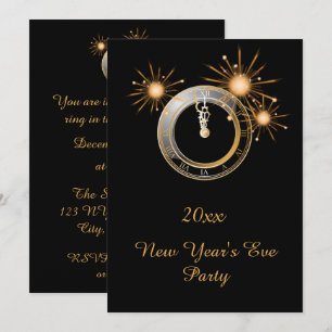 New Years Eve Party Clock Invitation