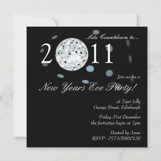 New Years Eve Party Disco Ball Invitation (Front)
