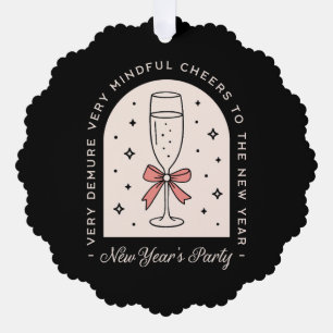 New years eve party fancy dark coquette black ornament card