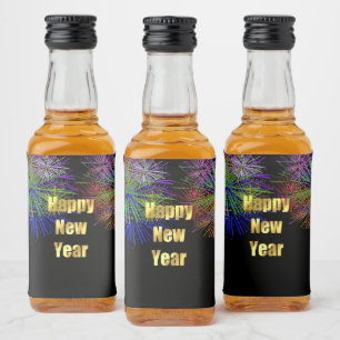 New Year's Eve Party Fireworks Liquor Bottle Label