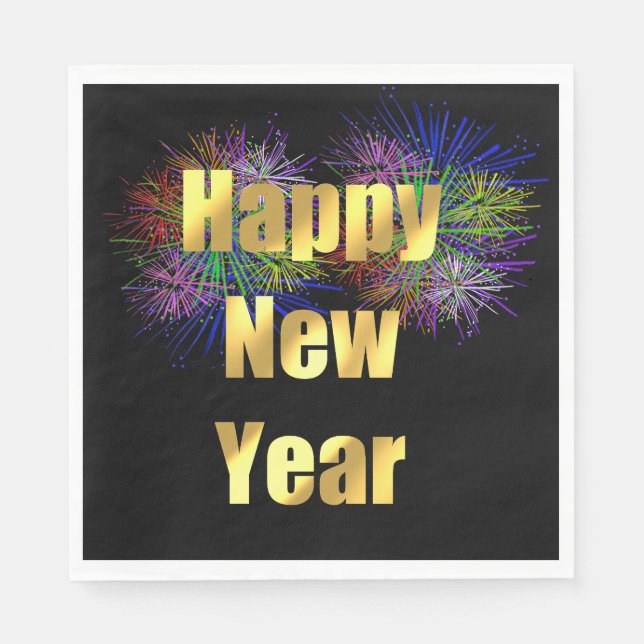 New Year's Eve Party Fireworks Napkin (Front)