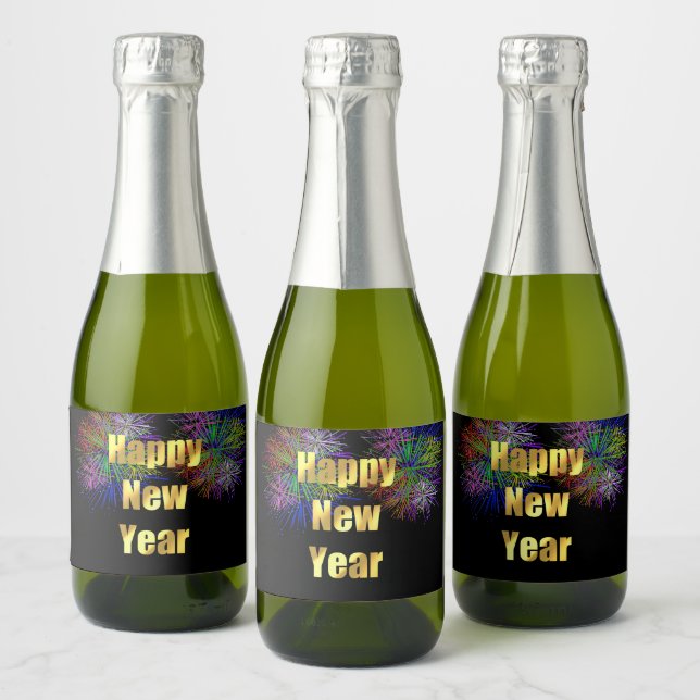 New Year's Eve Party Fireworks Sparkling Wine Label (Bottles)