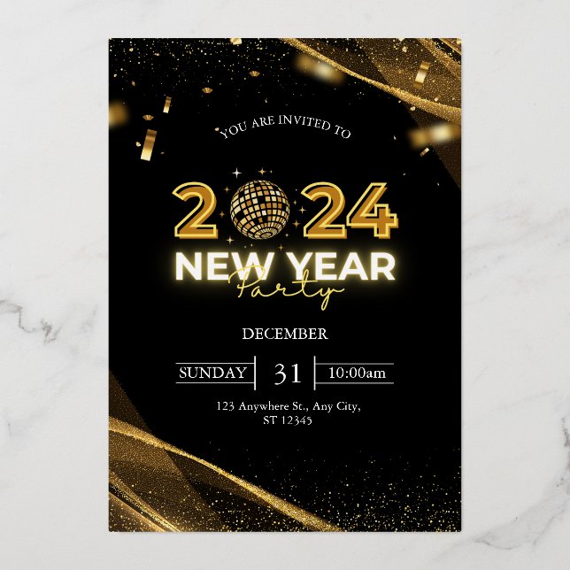 New Year's Eve Party Foil Invitation (Front)