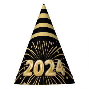 New Year's Eve Party Gold Black 2024 Party Hat