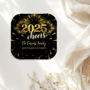 New Year's Eve Party Gold & Black Paper Plate