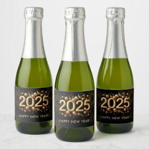 New Year's Eve Party Gold Glitter Sparkling Wine Label