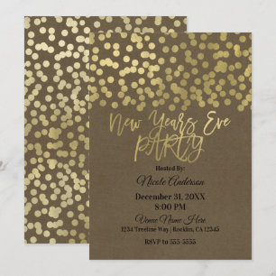 New Years Eve Party Gold Modern Chic Rustic Kraft Invitation