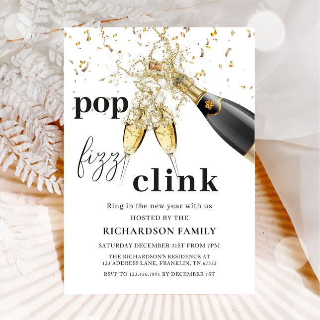 New Year's Eve Party Gold Sparkle Cheers Invitation (Creator Uploaded)