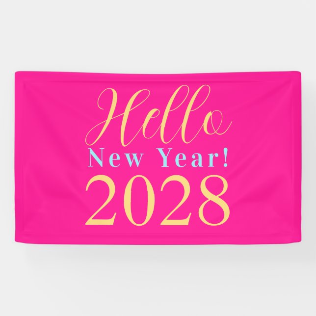 New Year's Eve Party Hot Pink Gold Banner (Horizontal)