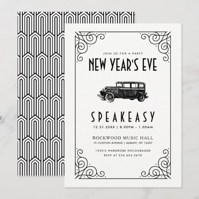 NEW YEAR'S EVE PARTY INVITATION | 1920's Speakeasy (Front/Back)