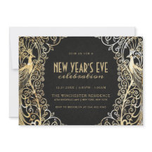 NEW YEAR'S EVE PARTY INVITATION | Golden Peacock