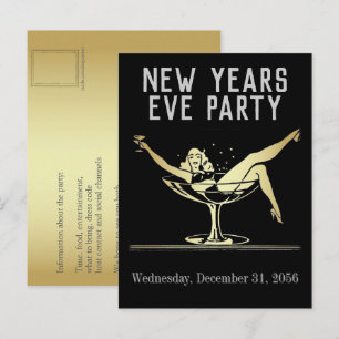 New Years Eve Party Invitation Postcard