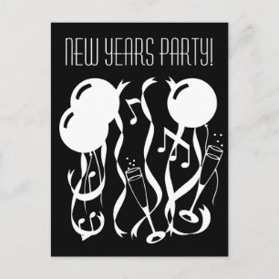 New Years eve party invitation postcards   Festive