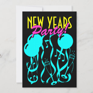 New years eve party invitations   Neon colours